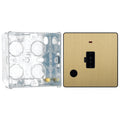 BG Evolve Satin Brass 13A Unswitched Spur with Neon and Flex Outlet PCDSB54B with 35mm Steel Back Box