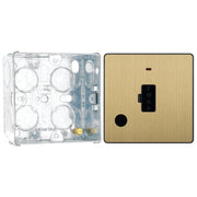 BG Evolve Satin Brass 13A Unswitched Spur with Neon and Flex Outlet PCDSB54B with 35mm Steel Back Box