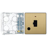 BG Evolve Satin Brass 13A Unswitched Spur with Neon and Flex Outlet PCDSB54B with 35mm Steel Back Box