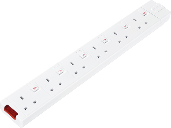 Masterplug SWG6 Trailing Socket 13A 6 Gang + Neon Switched