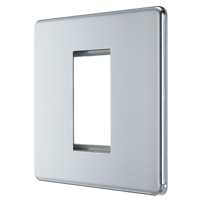 BG Flatplate Screwless Polished Chrome 20AX 2 Way Emergency Lighting Test Key Switch - Key Included - White Insert