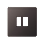 BG Nexus GFBN2 Grid Black Nickel Screwless 2 Gang Front Plate by British General (BG-GFBN2-1)