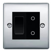 BG Polished Chrome 2 Gang Custom Switch 1x 2 Way Switch 1x Master Touch Dimmer Black Inserts by British General (BG-NEXUS-PC-2G-1x-2WAY-SWITCH-1x-MTD-BI)