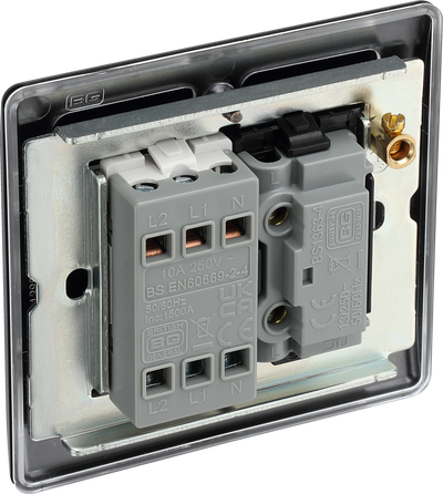 BG NFB15F Nexus Metal Matt Black 10 Amp 3 Pole Fused Fan Isolators Switch