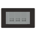 BG Screwless Black Nickel 3 Gang Master Telephone Socket, Screw Terminal - Grey Insert