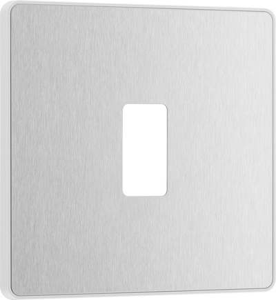 BG RPCDBS1W Evolve Grid Brushed Steel 1 Module Square Front Plate - White Trim