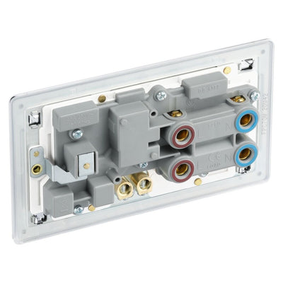 BG Screwless Polished Chrome 45A DP Cooker Neon Socket Switch FPC70W with 35mm Steel Back Box