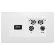 BG Evolve Pearlescent white 4G Faceplate with HDMI + TV/FM/SAT Module - White by British General (BG-PCDCLEMR4W-HDMI-TVFM2W)