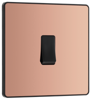 BG Evolve PCDCP12B Polished Copper 1 Gang 20A 16AX 2 Way Light Switch - Black Insert by British General (BG-PCDCP12B-Shopify-SA_1)