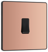 BG Evolve PCDCP12B Polished Copper 1 Gang 20A 16AX 2 Way Light Switch - Black Insert by British General (BG-PCDCP12B-Shopify-SA_1)