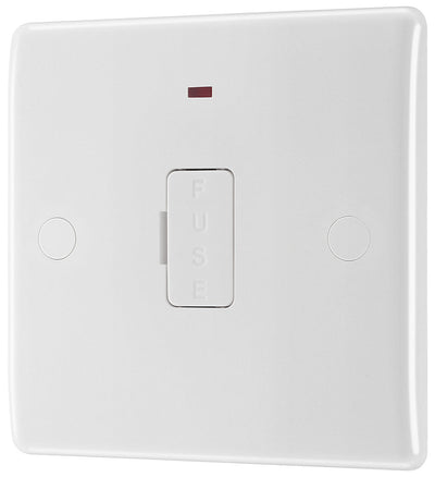 BG 856 Moulded Round Edge | White | 13A Neon Unswitched Fused Connection Unit by British General (BG-856)