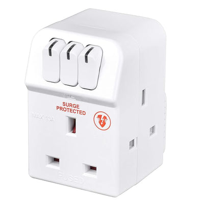 Masterplug MSWRG3 13amp 3 Socket Surge Protected Adaptor - White by Masterplug (Masterplug-MSWRG3)