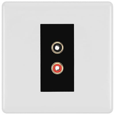 BG Nexus White Moulded Euro Module RCA x 2 Outlet NWMRCA2B by British General (BG-NWMRCA2B)
