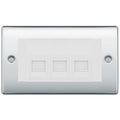 BG Nexus Polished Chrome 3 Gang IDC Secondary Telephone Socket - White Insert