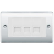 BG Nexus Polished Chrome 3 Gang IDC Secondary Telephone Socket - White Insert by British General (BG-NPCBTS3W)