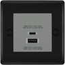 BG Nexus Matt Black 45W USB Wall Socket Euro Module USB-A & C - Grey Insert by British General (BG-NFBEMS2+EMUSBAC45G)