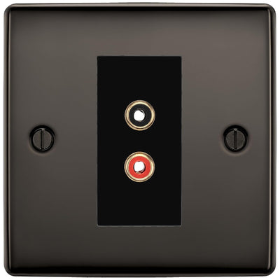 BG Nexus Black Nickel Euro Module RCA X 2 Outlet NBNRCA2B by British General (BG-NBNRCA2B)