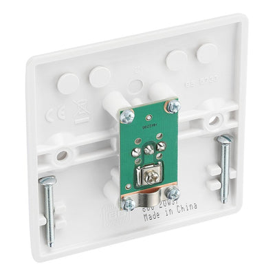 BG Electrical Single Co-Axial Socket White Moulded & 50mm Pattress Back Box