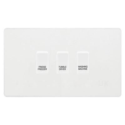 BG Evolve Pearlescent White Custom Appliance Grid Switch 3 Gang Screwless by British General (BG-PW-3GANG-APPLIANCE)