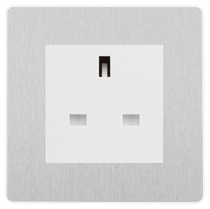 BG Evolve Brushed Steel 13A Unswitched Socket PCDBS13AUSSW