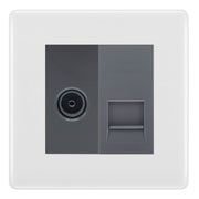 BG Nexus White Moulded TV Aerial & BT Telephone Outlet Plate — Screened + IDC - Grey