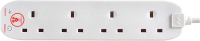 Masterplug SRG4210N White 4 Socket 13A 2m Surge-Protected Extension Lead
