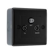 BG Nexus Matt Black Triplex TV/FM/Sat Socket & Surface Pattress Back Box by British General (BG-NFB67+MC501-01)