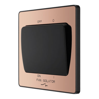 BG Evolve Polished Copper Fan Isolator Switch PCDCP15B with 35mm Steel Back Box
