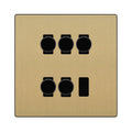 BG Evolve Satin Brass 5 Gang Trailing Edge LED Dimmer Light Switch 2 Way Custom Switch