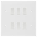 BG White 6 Gang 2 Way Custom Grid Light Switch with Back Box Included