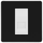 BG Screwless Matt Black Single Master Telephone Socket – White Insert by British General (BG-FFBBTM1W)