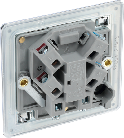 BG Electrical FPC54 Nexus Screwless Flat-Plate Unswitched Fused Connection Spur Unit Polished Chrome 13A