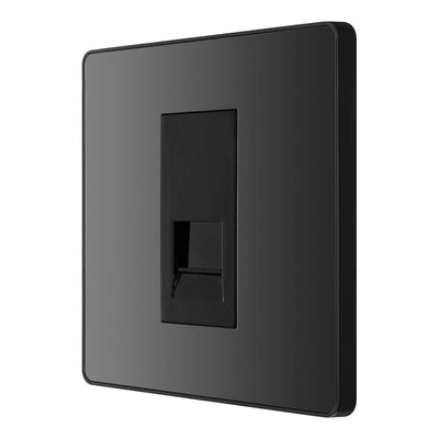 BG Evolve Black Chrome 1 Gang Secondary Telephone Outlet PCDBCBTS1B with 35mm Steel Back Box