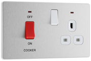 BG PCDBS70W Brushed Steel Evolve 45A 2 Pole Cooker Control Unit 13A Switched Socket - White Insert by British General (BG-PCDBS70W-Shopify-SA_1)