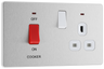 BG PCDBS70W Brushed Steel Evolve 45A 2 Pole Cooker Control Unit 13A Switched Socket - White Insert by British General (BG-PCDBS70W-Shopify-SA_1)