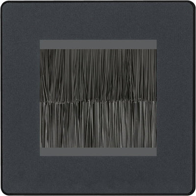 BG Evolve Matt Grey Single 2 Gang Brush Cable Entry Wall Plate Black by British General (BG-PCDMGEMS2B+EMFO)