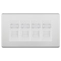 BG Screwless Brushed Steel 4 Gang RJ45 Cat6 Data Socket Outlet White Inserts