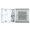 BG Nexus Brushed Steel 2 Gang RJ11 Double Data Outlet NBSRJ112 with 25mm Steel Back Box