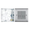 BG Nexus Brushed Steel 2 Gang RJ11 Double Data Outlet NBSRJ112 with 25mm Steel Back Box by British General (BG-NBSRJ112+HGS02)