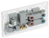 PCDCL70W Back - This Evolve pearlescent white 45A cooker control unit from British General includes a 13A socket for an additional appliance outlet, and has flush LED indicators above the socket and switch.