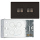 BG Screwless Black Nickel 20A 16AX 2 Way Quadruple Light Switch FBN44 with 35mm Steel Back Box