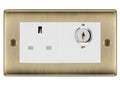 BG Nexus Antique Brass 13A Double Pole Key Controlled Socket – White Inserts