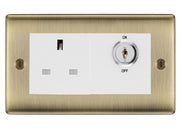 BG Nexus Antique Brass 13A Double Pole Key Controlled Socket – White Inserts by British General (BG-NABKYSWSW)