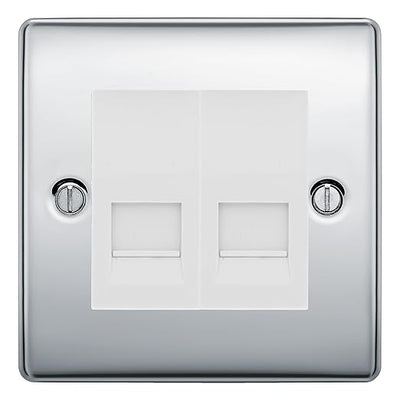 BG Nexus Polished Chrome Double IDC Secondary Telephone Socket - White Insert