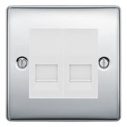 BG Nexus Polished Chrome Double IDC Secondary Telephone Socket - White Insert by British General (BG-NPCBTS2W)