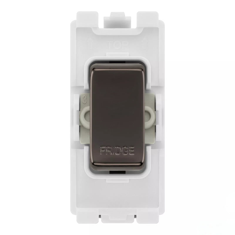 BG RRFDBN Black Nickel 20 Amp Double Pole Appliance Grid Switch Labelled Fridge