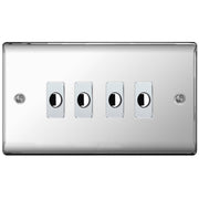 BG Nexus Metal Polished Chrome 4 Gang Flex Outlet Socket by British General (BG-NEXUS-PC-4G-FLEX-OUTLET-SOCKET)