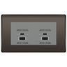 BG Black Nickel 4G Faceplate with 45W USB A+C Charger Modules - Grey Insert by British General (BG-NBNEMR4+EMUSBAC45G)