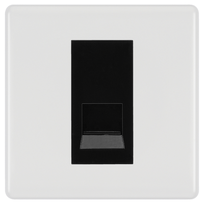 BG White Moulded Single Secondary Telephone Socket, Screw Terminal - Black Insert by British General (BG-8EMS1+EMBTSSB)