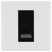 BG White Moulded Single Secondary Telephone Socket, Screw Terminal - Black Insert by British General (BG-8EMS1+EMBTSSB)